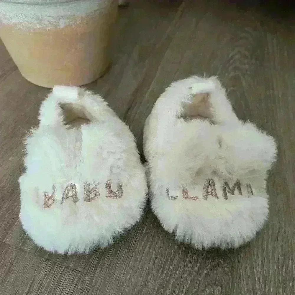 Lauren Conrad Baby Llama Baby Fur Slippers Size 3-6 Months Ivory